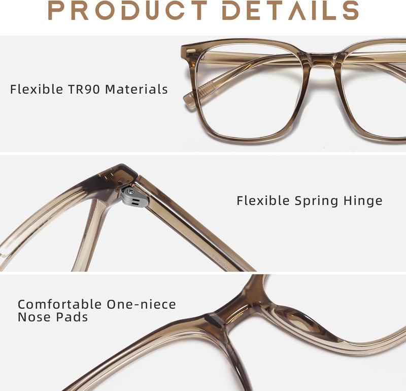 MACJERO Oversized Square Blue Light Blocking Glasses for Women Men, Anti-Fatigue Computer Monitor Gaming Glasses Reduce Eye Strain(Brown) - Image 5